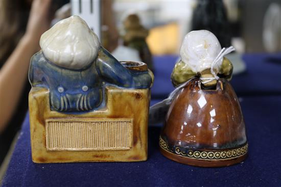 A Royal Doulton Votes for Women figure and a Doulton match holder tallest 9cm